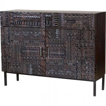 Consola de madera de mango en nogal oscuro Giner y Colomer 77x40x100 con pies de metal