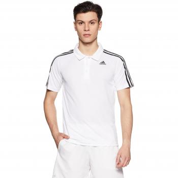 adidas D2M 3S Polo de Tenis, Hombre, Blanco, L