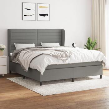 Cama box spring suave con colchón gris oscuro 160x200 cm Tela