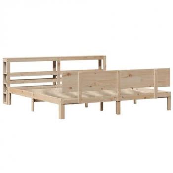 Estructura de Cama con Cabecero de Madera Maciza de Pino 180x200 cm Super King Sin Colchón