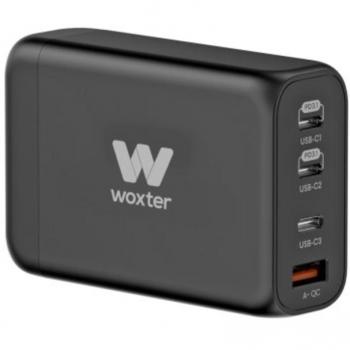 Cargador de Pared Woxter GaN 3, Carga Rápida, 140W, Negro, 3xUSB Tipo-C, Cable USB Tipo-C, 1xUSB