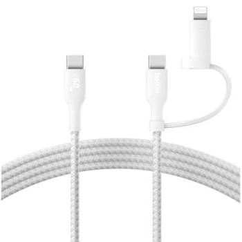 Cable USB 2 en 1 Belkin BoostCharge Pro, USB-C y Lightning, 1.5 m, carga rápida hasta 60W, blanco