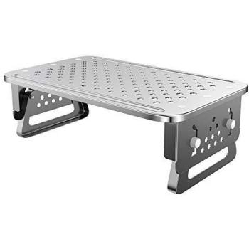 ATUMTEK Soporte para Monitor de Altura Regulable con Plataforma Agujereada,Elevador Monitor con Plataforma Agujereada para Ordenador, Portátil, iMac, Impresora, Proyector Pequeño, Plata