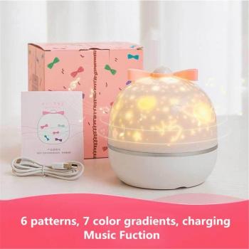 Proyector LED de 6 Patrones con Luz Nocturna de Estrellas y Luna, Lámpara Giratoria para Dormitorio Infantil y Navidad