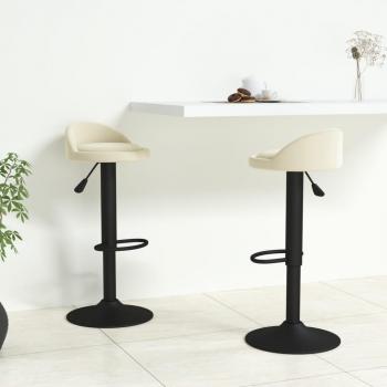 Taburetes de Bar de Terciopelo Crema - 2 Piezas, diseño elegante, tapizado en terciopelo suave, estructura resistente, altura ajustable, base antideslizante
