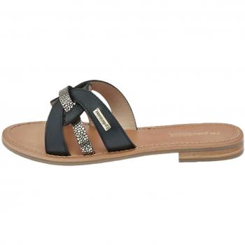 Sandalias de mujer Les Tropéziennes modelo Hamsuko en cuero negro/multicolor