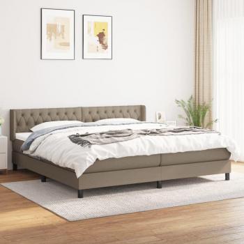 Cama Box Spring con Colchón de Tela Gris Taupe 200x200 cm