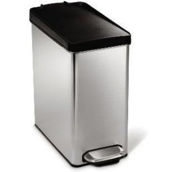 simplehuman, cubo estrecho con pedal, acero inoxidable cepillado con tapa de plástico, 10 L