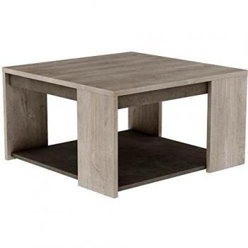 Mesa Centro Antibes Diseño Contemporáneo 2 Niveles Roble y Béton Beige