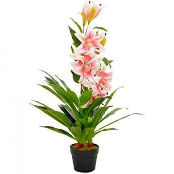 vidaXL - Planta artificial con maceta para casa, oficina, interior, exterior, auténtica, realista, color rosa