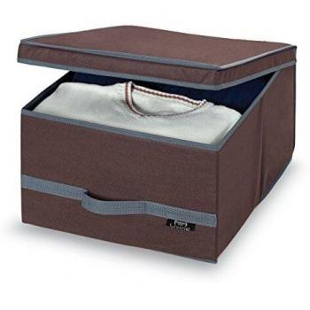 Domopak No Tejido Living la Ropa Caja de almacenaje, Plain marrón, tamaño Grande