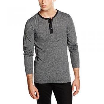 JACK & JONES JCOPULSE TEE LS GRANDAD, Camisa Manga Larga Hombre, Gris