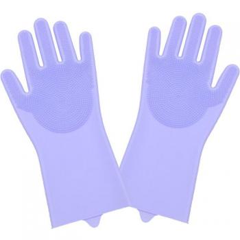 Guantes de limpieza de silicona mágicos para lavavajillas, estropajos domésticos, un par