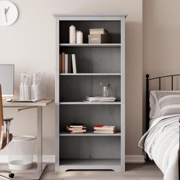Librería BODO 5 estantes madera maciza pino gris 80x38x180 cm