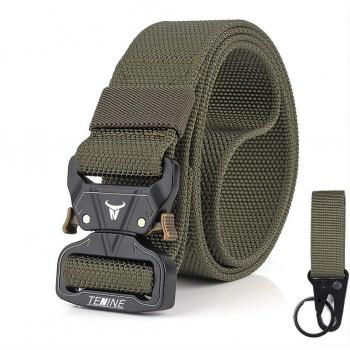 TENINE Cinturón Táctico, Cinturón Militar de Nailon de 1.5 Pulgadas Táctico Resistente con Correa de Metal de Liberación Rápida Para Equipo EDC Molle Táctica Cinturón