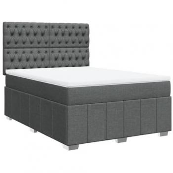 Cama box spring con colchón tela gris oscuro 160x200 cm Vidaxl 653504