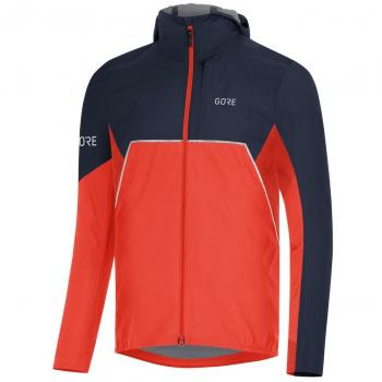 Gore Wear R7 Partial Gore-Tex Infinium Hooded Jacket Hombre Naranja - Chaqueta de running, impermeable, transpirable, con capucha, tecnología Gore-Tex Infinium, diseño ligero y cómodo