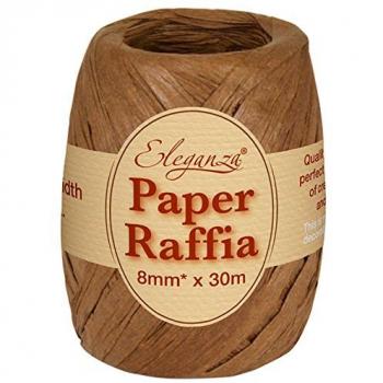 Eleganza 8 mm x 30 m bobinas de Rafia Rango de medición de o para Hacer Manualidades y de Regalo, No. 58 Chocolate