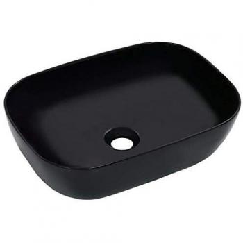 vidaXL Lavabo Sanitario Baño Servicio Fregadero Piezas de Fontanería Bricolaje Instalación Decoración Aseo Grifería Casa 45,5x32x13 cm Cerámica Negro
