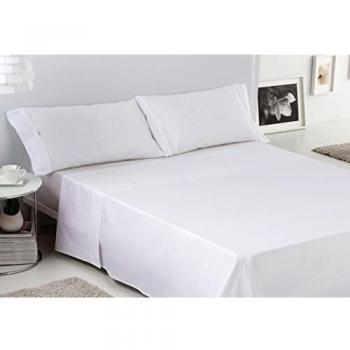 ESTELA Lisos Biés Cala Juego de sábanas, 4 Piezas, Color Blanco, Algodón, Cama 175/200