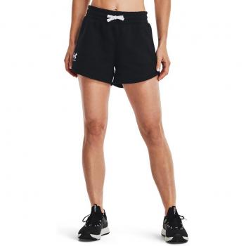 Short de mujer Rival Fleece de Under Armour, características: tejido suave y cálido, cintura elástica con cordón ajustable, diseño cómodo para actividad física, bolsillos laterales, material que absorbe la humedad