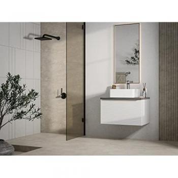 Mueble de baño suspendido blanco con lavabo simple 60 cm - LATOMA