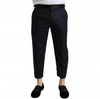 Dolce & Gabbana Blue Wool Cropped Tapered Pants - IT54 | XL