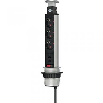 Brennenstuhl table tower power socket strip 3 sockets socket tower – 2-way USB 2m Cable