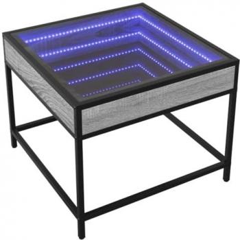Mesa de centro con Infinity LED gris Sonoma 50x50x41 cm