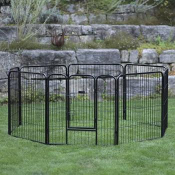 Kerbl - Recinto para mascotas de exterior con puerta negro, características: recinto para mascotas, color negro, incluye puerta, diseñado para uso en exteriores