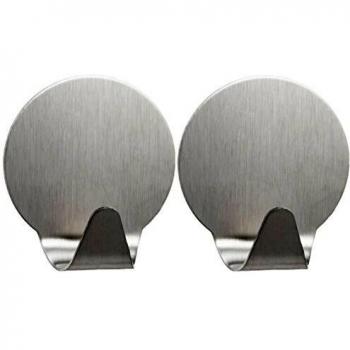 Wenko Gancho de Pared Redondo, Acero Inoxidable, Plata Mate, 3.7x3.5x3 cm, 2 Unidades