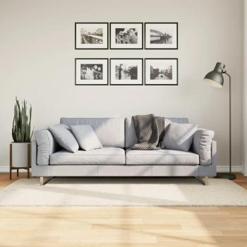 Alfombra larga Shaggy PAMPLONA moderna crema 100x200 cm