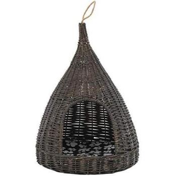 vidaXL Casa para Gatos con Cojín Forma Tipi Sauce Natural Gris 40x60cm Mascota Accesorios Mobiliario Diseño Compacto Decoración Resistente Útil