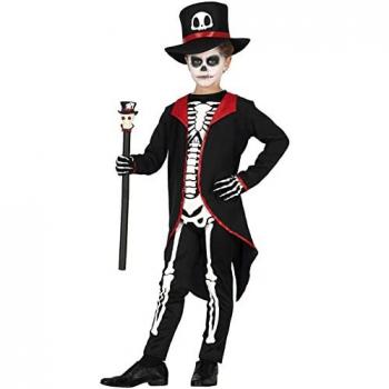 Disfraz Infantil Elegante de Esqueleto con Chistera Negra - Ideal para Halloween y Fiestas