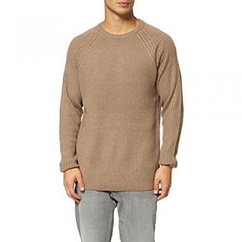 Urban Classics Dark Khaki Ribbed Raglan Sweater for Men - 100% Polyacrylic