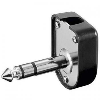 Conector JACK 6,3mm Macho Stereo Acodado para Guitarras con Protección de Cable