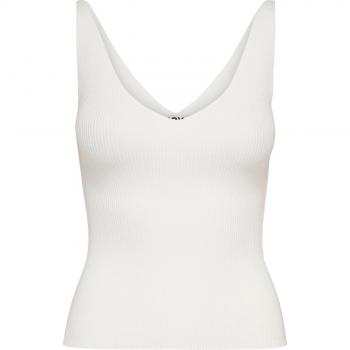 Top de Mujer JDY de Punto Acanalado Sin Mangas en Crema Suave - XL