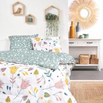 Juego de Cama Doble Sunshine - 220 x 240 cm, 100% Algodón Estampado Flores Multicolores