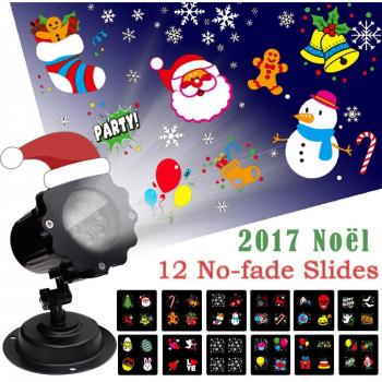 Luces de Proyector Navidad LED, Airlab Lámpara de proyección LED con 12 patrones intercambiables diseñados para Navidad, Halloween, Fiesta, Interior y exterior Iluminación de pared de jardín
