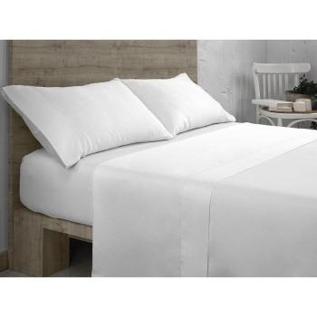 Juego de sábanas blancas ESTELIA Premium de 150 hilos - Set de cama de matrimonio con 3 piezas