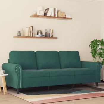 Sofá de 3 plazas verde oscuro de 180 cm en terciopelo Vidaxl