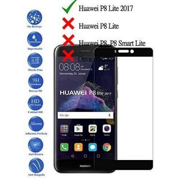 Todotumovil Protector de Pantalla Huawei P8 Lite 2017 Negro Completo 3D Cristal Templado Vidrio Curvo para movil