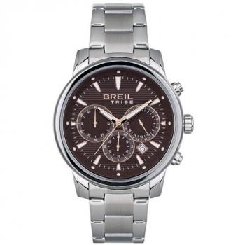 Reloj Hombre Breil EW0512 Cronógrafo Cuarzo Esfera Monocromática Marrón Pulsera Acero Plateado Ø 43 mm