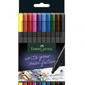 Faber-Castell 151610 - Estuche con 10 rotuladores Grip de punta fina