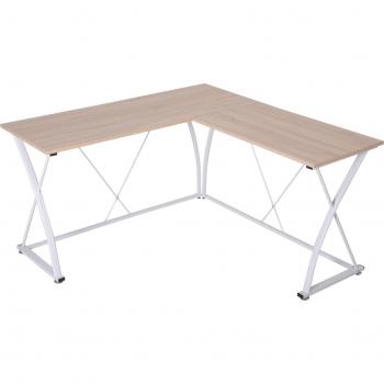 Vinsetto Escritorio en Forma de L Esquinero para Ordenador 142x142x76cm Color Roble Natural y Blanco