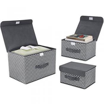 DIMJ Cajas almacenaje , Paquete de 3 Cajas Organizadoras de Tela , Grandes Cubos de Almacenamiento para Juguetes, Libros, Armario, Dormitorio, Hogar