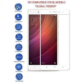 Todotumovil Protector de Pantalla Xiaomi Redmi Note 4 Blanco Completo 3D Cristal Templado Vidrio Curvo para movil