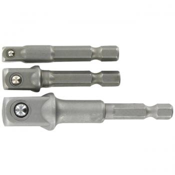 TIVOLY 11501320003 - KIT 3 Adaptadores 1/4 + 1/2 + 3/8 para utilización de llaves de vaso sobre el atornillador
