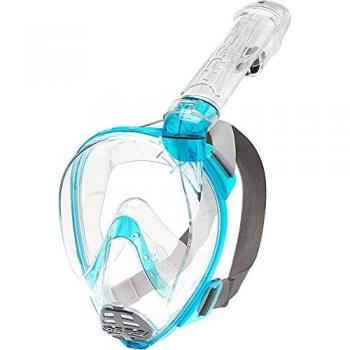 Cressi Baron Junior Máscara Facial de Snorkel Integral para Niños, Transparente/Aguamarina, Talla XS/S, Visión Grande con Tubo Respirador