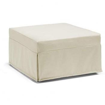 Cama Plegable Ancilla - Pouf Convertible en Cama Individual 100% Made in Italy, 80x80h45 cm, Color Crema